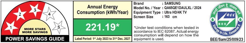 SAMSUNG QE1D 165.1 cm (65 inch) QLED 4K Ultra HD Smart Tizen TV with 4K Upscaling (2024 model)