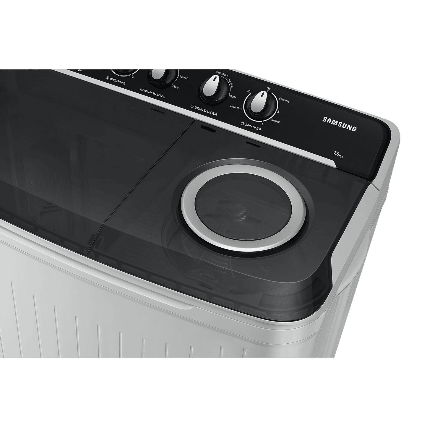 SAMSUNG 9 kg 5 Star Semi Automatic Washing Machine with Hexa Storm Pulsator (WT90C4260GG/TL, Light Grey)