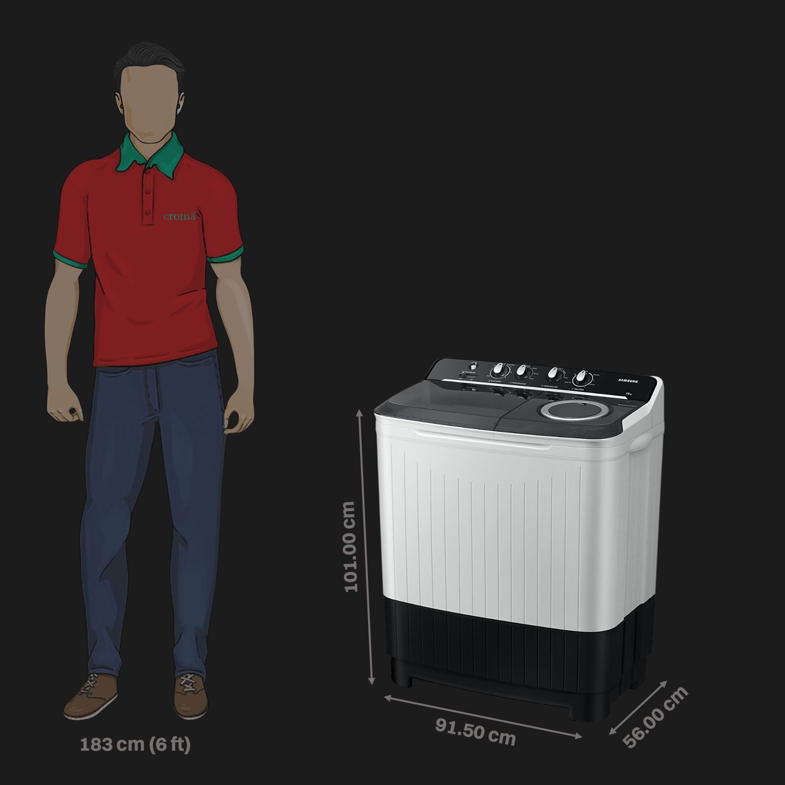 SAMSUNG 9 kg 5 Star Semi Automatic Washing Machine with Hexa Storm Pulsator (WT90C4260GG/TL, Light Grey)