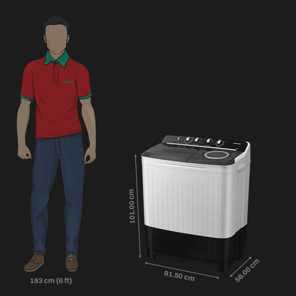 SAMSUNG 9 kg 5 Star Semi Automatic Washing Machine with Hexa Storm Pulsator (WT90C4260GG/TL, Light Grey)