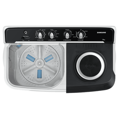 SAMSUNG 9 kg 5 Star Semi Automatic Washing Machine with Hexa Storm Pulsator (WT90C4260GG/TL, Light Grey)