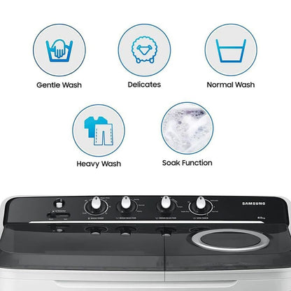 SAMSUNG 10.5 kg 5 Star Semi Automatic Washing Machine with Hexa Storm Pulsator (WT10C4260GG/TL, Light Gray)