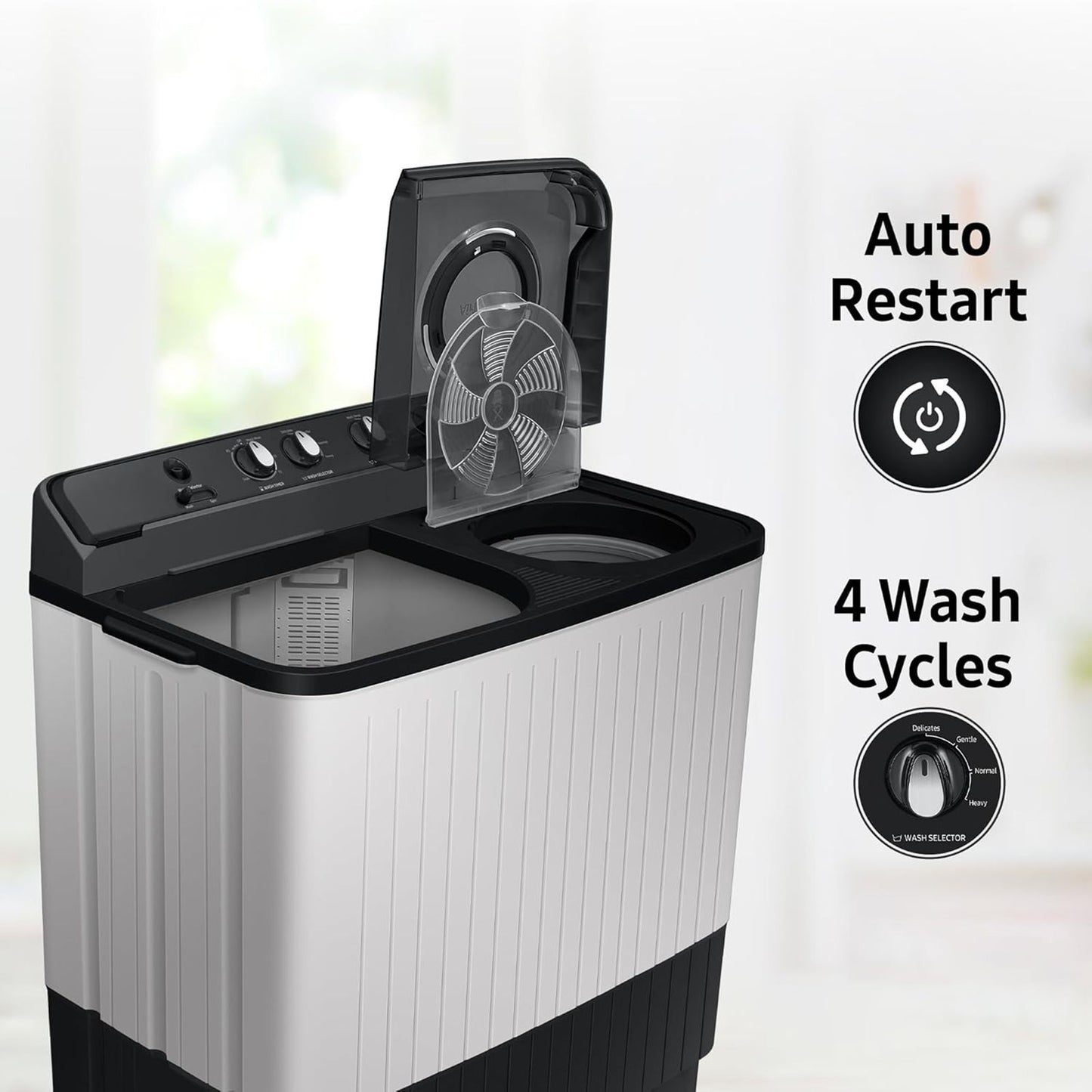 SAMSUNG 10.5 kg 5 Star Semi Automatic Washing Machine with Hexa Storm Pulsator (WT10C4260GG/TL, Light Gray)
