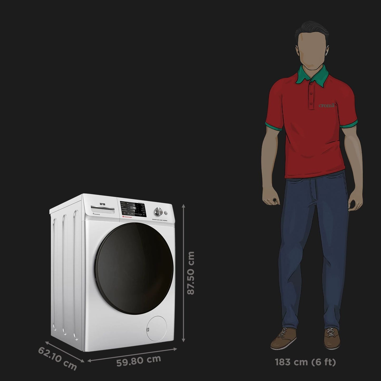 IFB 8 kg 5 Star Wi-Fi Inverter Fully Automatic Front Load Washing Machine (Senator SXN 8014, AI Technology, Rich Silver)