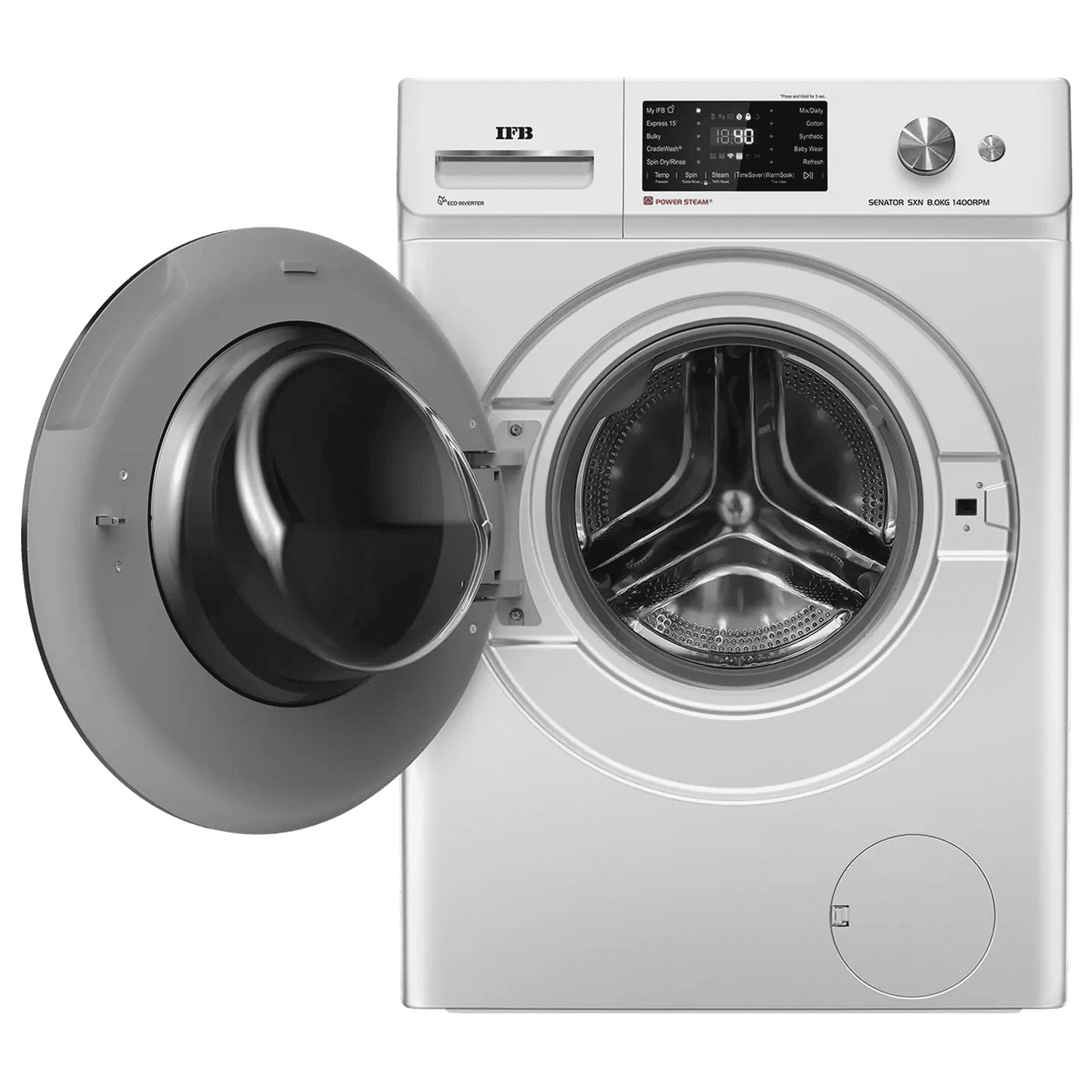 IFB 8 kg 5 Star Wi-Fi Inverter Fully Automatic Front Load Washing Machine (Senator SXN 8014, AI Technology, Rich Silver)