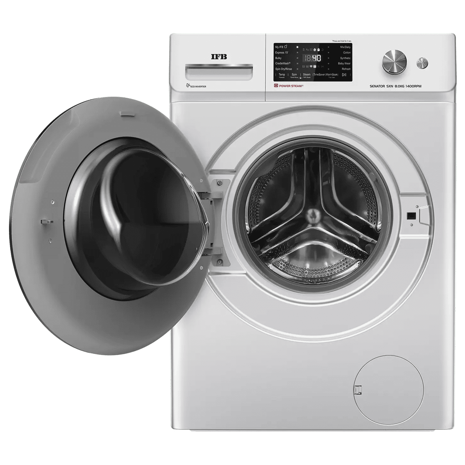 IFB 8 kg 5 Star Wi-Fi Inverter Fully Automatic Front Load Washing Machine (Senator SXN 8014, AI Technology, Rich Silver)