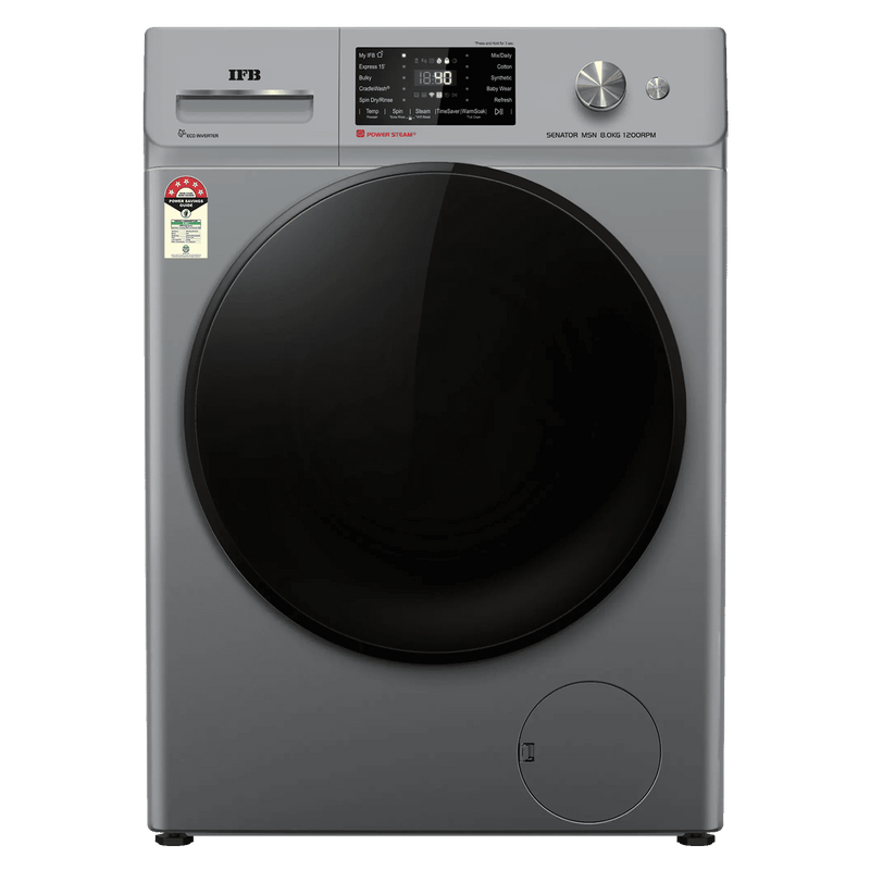 IFB 8 kg 5 Star Wi-Fi Fully Automatic Front Load Washing Machine (Senator MSN 8012K, 3D Wash System, Metallic Silver)