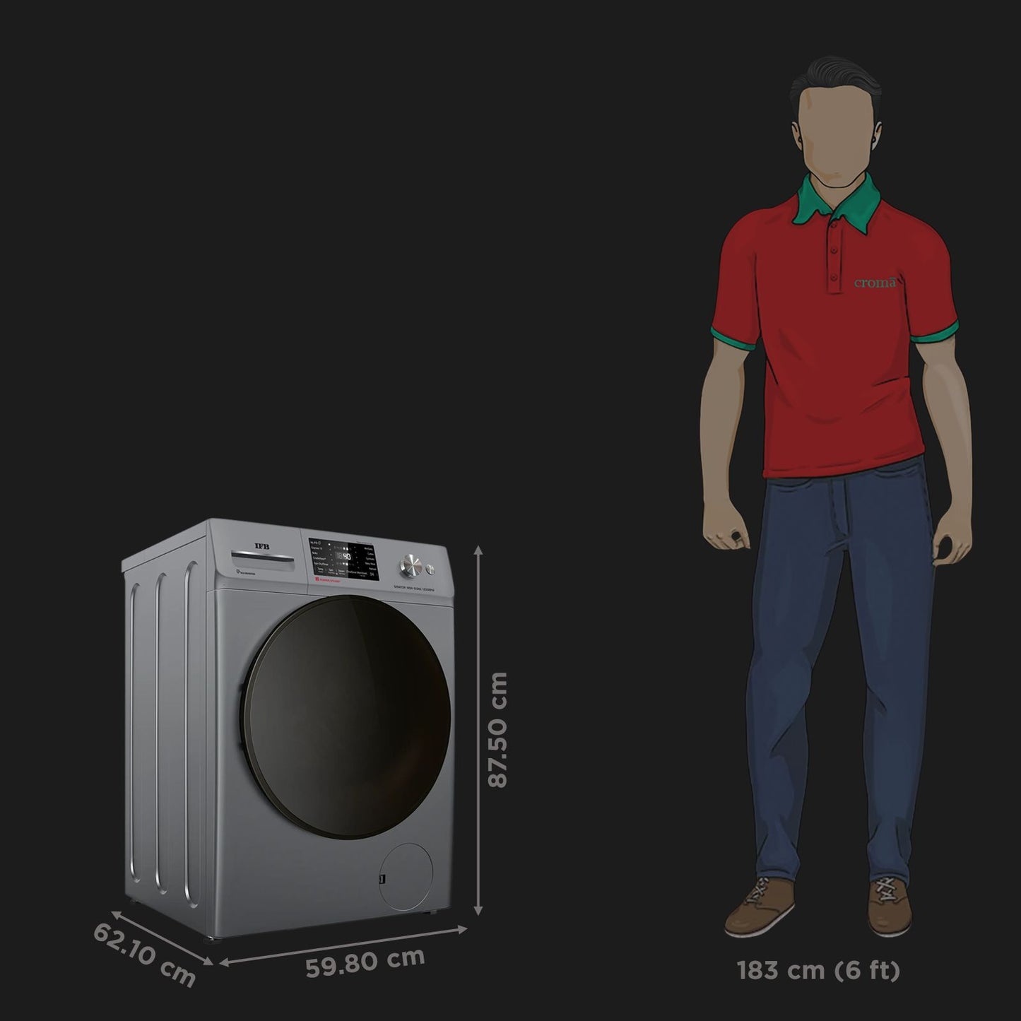 IFB 8 kg 5 Star Wi-Fi Fully Automatic Front Load Washing Machine (Senator MSN 8012K, 3D Wash System, Metallic Silver)