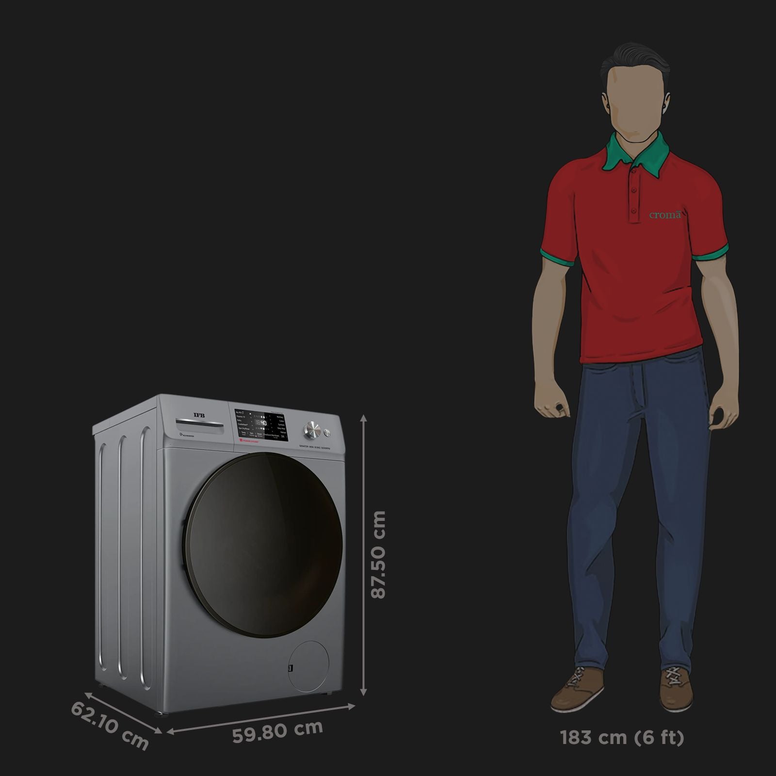 IFB 8 kg 5 Star Wi-Fi Fully Automatic Front Load Washing Machine (Senator MSN 8012K, 3D Wash System, Metallic Silver)