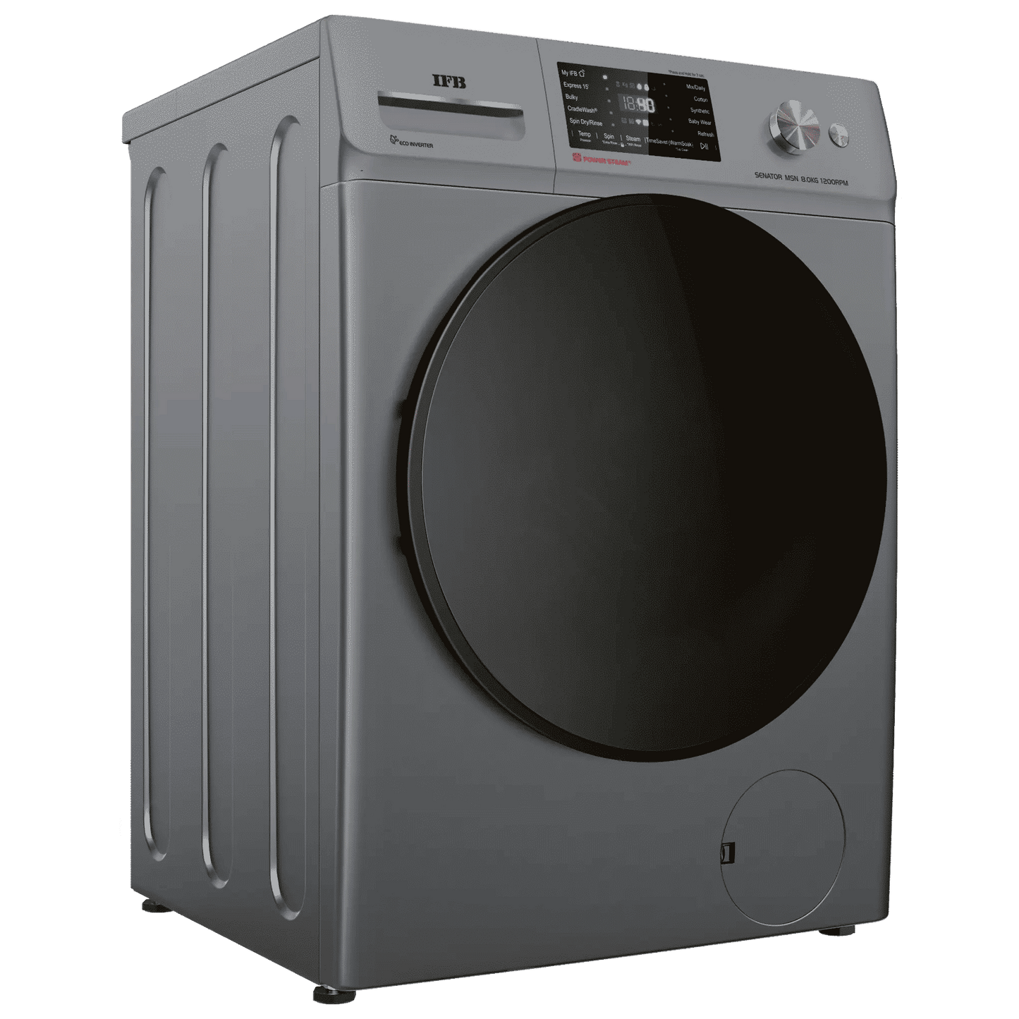 IFB 8 kg 5 Star Wi-Fi Fully Automatic Front Load Washing Machine (Senator MSN 8012K, 3D Wash System, Metallic Silver)