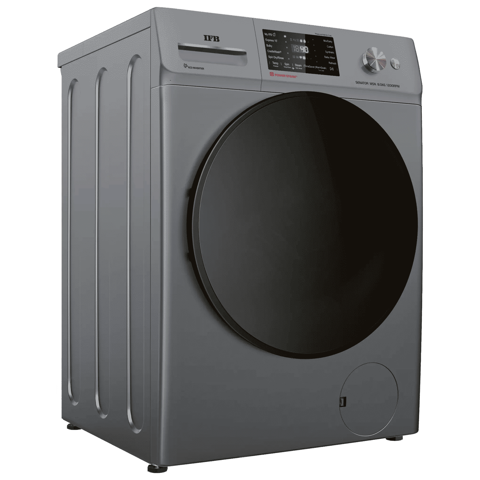 IFB 8 kg 5 Star Wi-Fi Fully Automatic Front Load Washing Machine (Senator MSN 8012K, 3D Wash System, Metallic Silver)