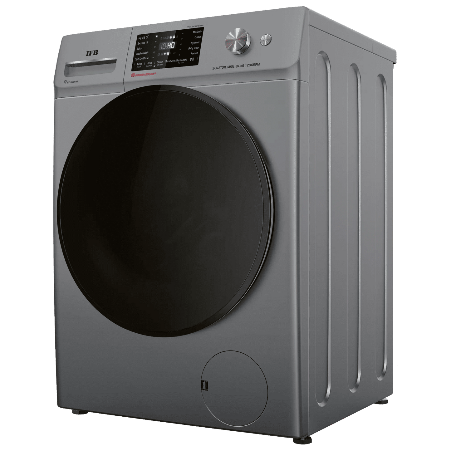 IFB 8 kg 5 Star Wi-Fi Fully Automatic Front Load Washing Machine (Senator MSN 8012K, 3D Wash System, Metallic Silver)