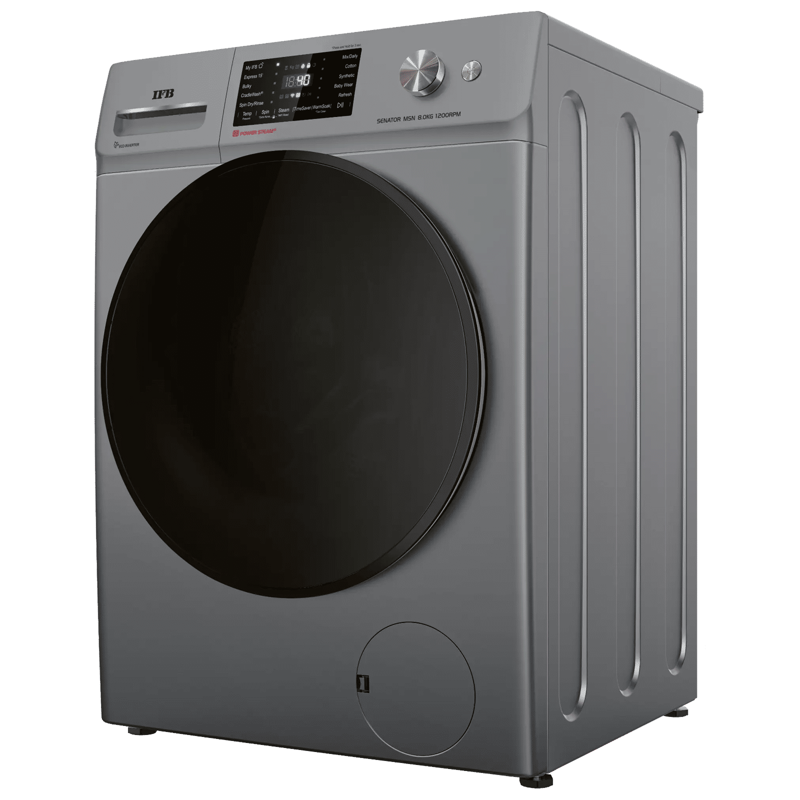 IFB 8 kg 5 Star Wi-Fi Fully Automatic Front Load Washing Machine (Senator MSN 8012K, 3D Wash System, Metallic Silver)