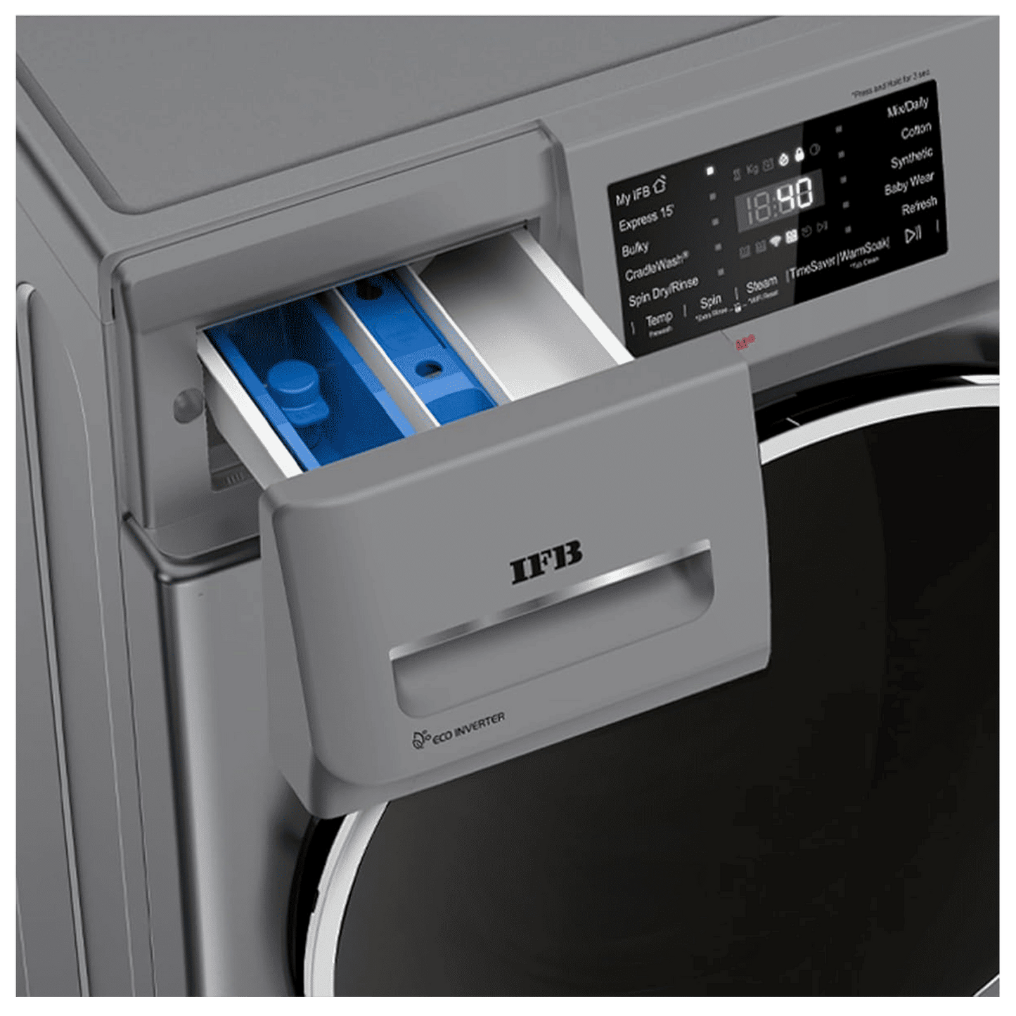 IFB 8 kg 5 Star Wi-Fi Fully Automatic Front Load Washing Machine (Senator MSN 8012K, 3D Wash System, Metallic Silver)