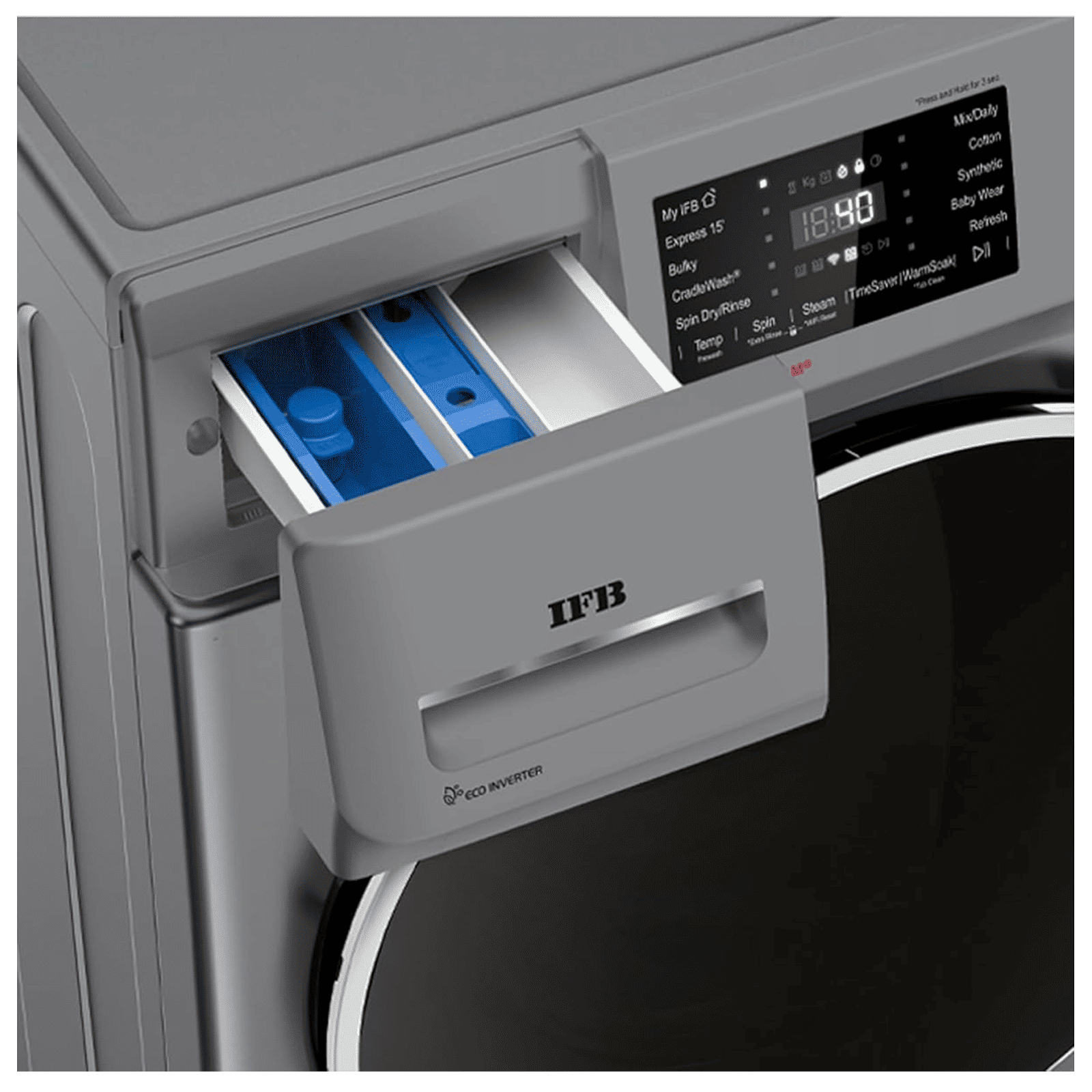 IFB 8 kg 5 Star Wi-Fi Fully Automatic Front Load Washing Machine (Senator MSN 8012K, 3D Wash System, Metallic Silver)