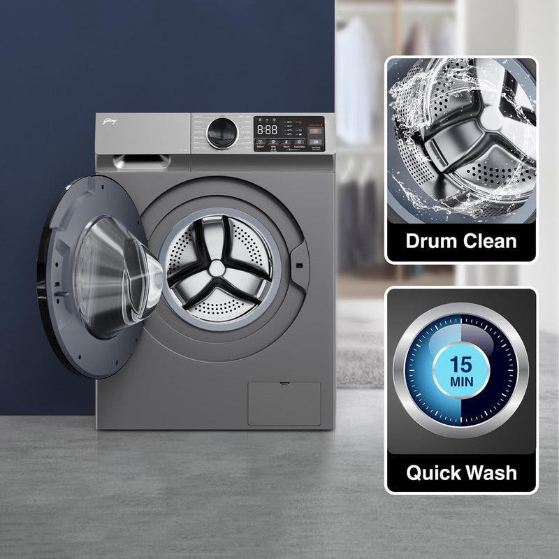 Godrej 9 kg 5 Star Inverter Fully Automatic Front Load Washing Machine (Eon Celesta, WFEON CEL 9014 IEBT SLSR, In-built Heater, Silver Stream)