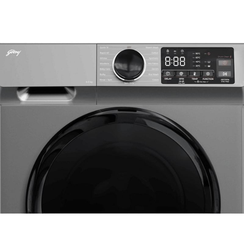 Godrej 9 kg 5 Star Inverter Fully Automatic Front Load Washing Machine (Eon Celesta, WFEON CEL 9014 IEBT SLSR, In-built Heater, Silver Stream)
