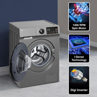 Godrej 9 kg 5 Star Inverter Fully Automatic Front Load Washing Machine (Eon Celesta, WFEON CEL 9014 IEBT SLSR, In-built Heater, Silver Stream)