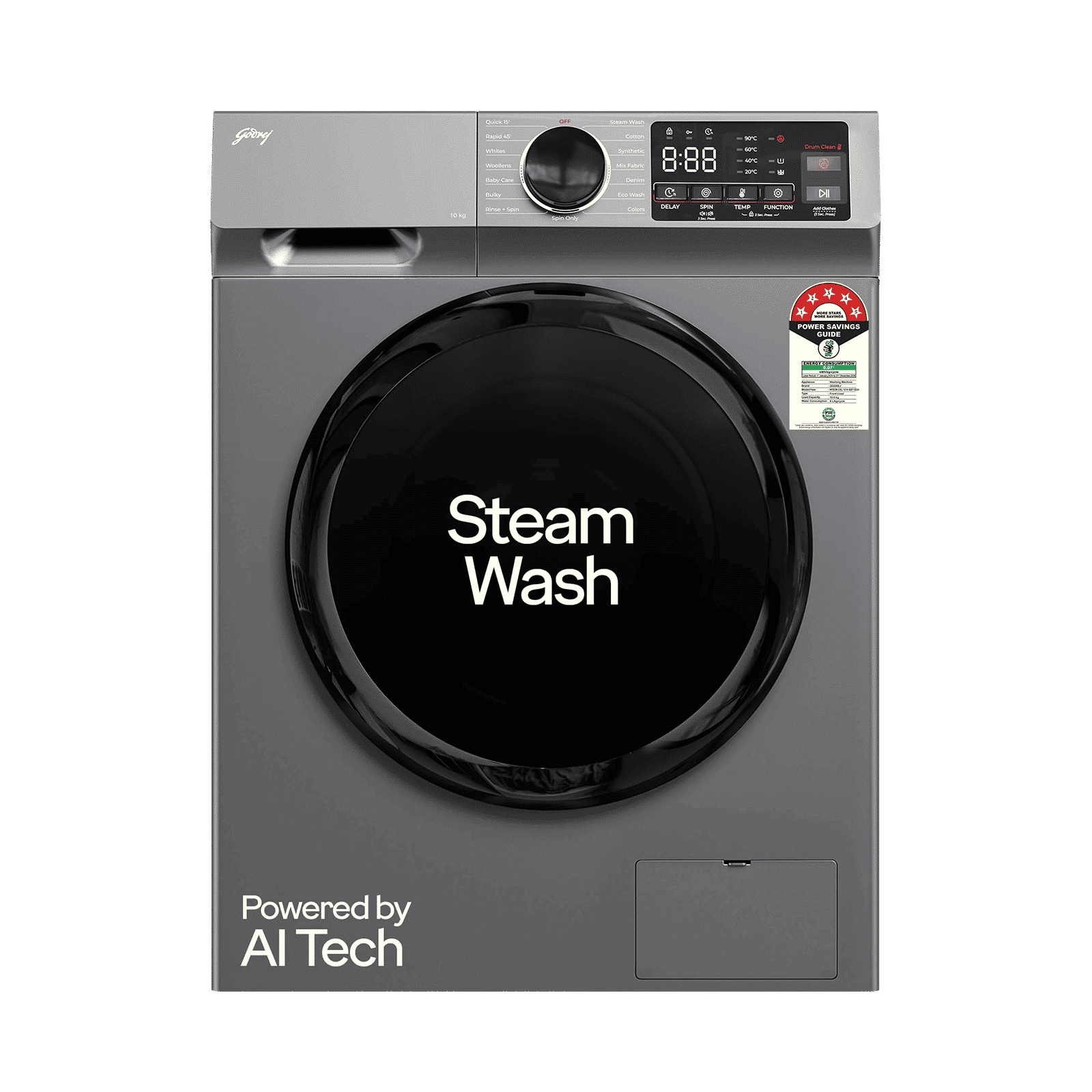 Godrej 10 kg Inverter Fully Automatic Front Load Washing Machine (Eon Celesta, WFEON CEL 1014 IEBT SLSR, In-built Heater, Silver Stream)