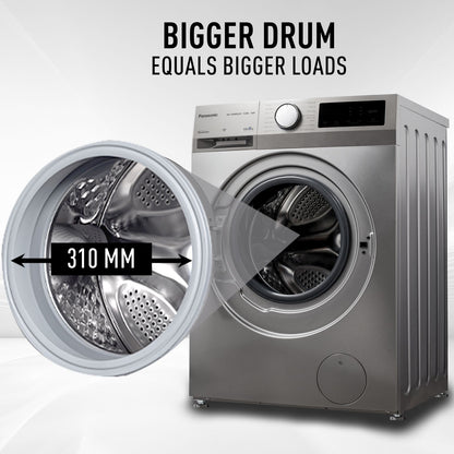 Panasonic 8 kg 5 Star Wi-Fi Fully Automatic Front Load Washing Machine (NA-148MR2L01, In-built Heater, Dark Silver)