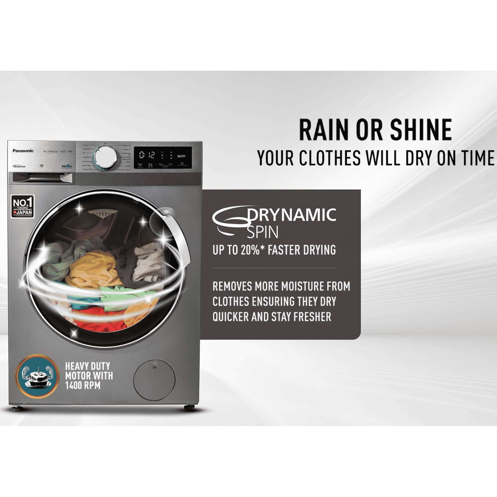 Panasonic 8 kg 5 Star Wi-Fi Fully Automatic Front Load Washing Machine (NA-148MR2L01, In-built Heater, Dark Silver)