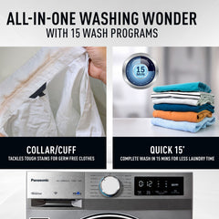 Panasonic 8 kg 5 Star Wi-Fi Fully Automatic Front Load Washing Machine (NA-148MR2L01, In-built Heater, Dark Silver)