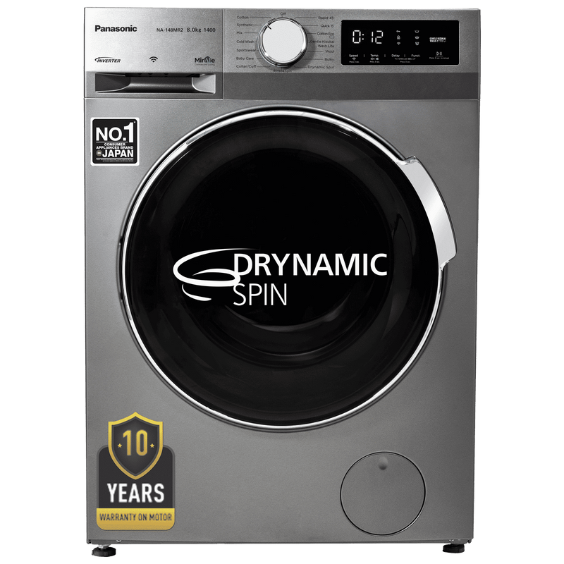 Panasonic 8 kg 5 Star Wi-Fi Fully Automatic Front Load Washing Machine (NA-148MR2L01, In-built Heater, Dark Silver)
