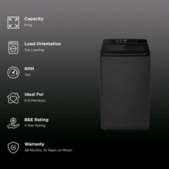 IFB 8 kg 5 Star Fully Automatic Top Load Washing Machine (TL801MB1S, AI Technology, Midnight Black)