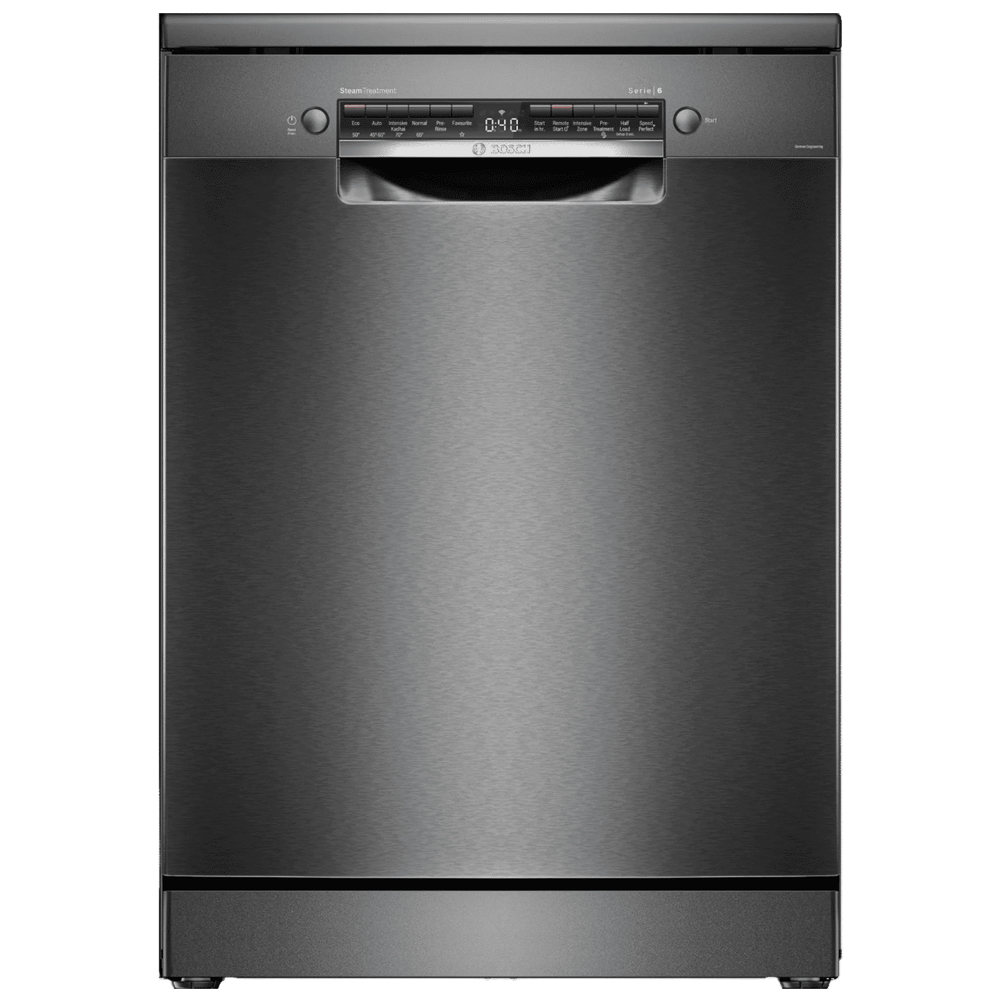 BOSCH Series 6 15 Place Settings Free Standing Dishwasher with Anti-Fingerprint (No Pre-rinse Required, Black Inox)