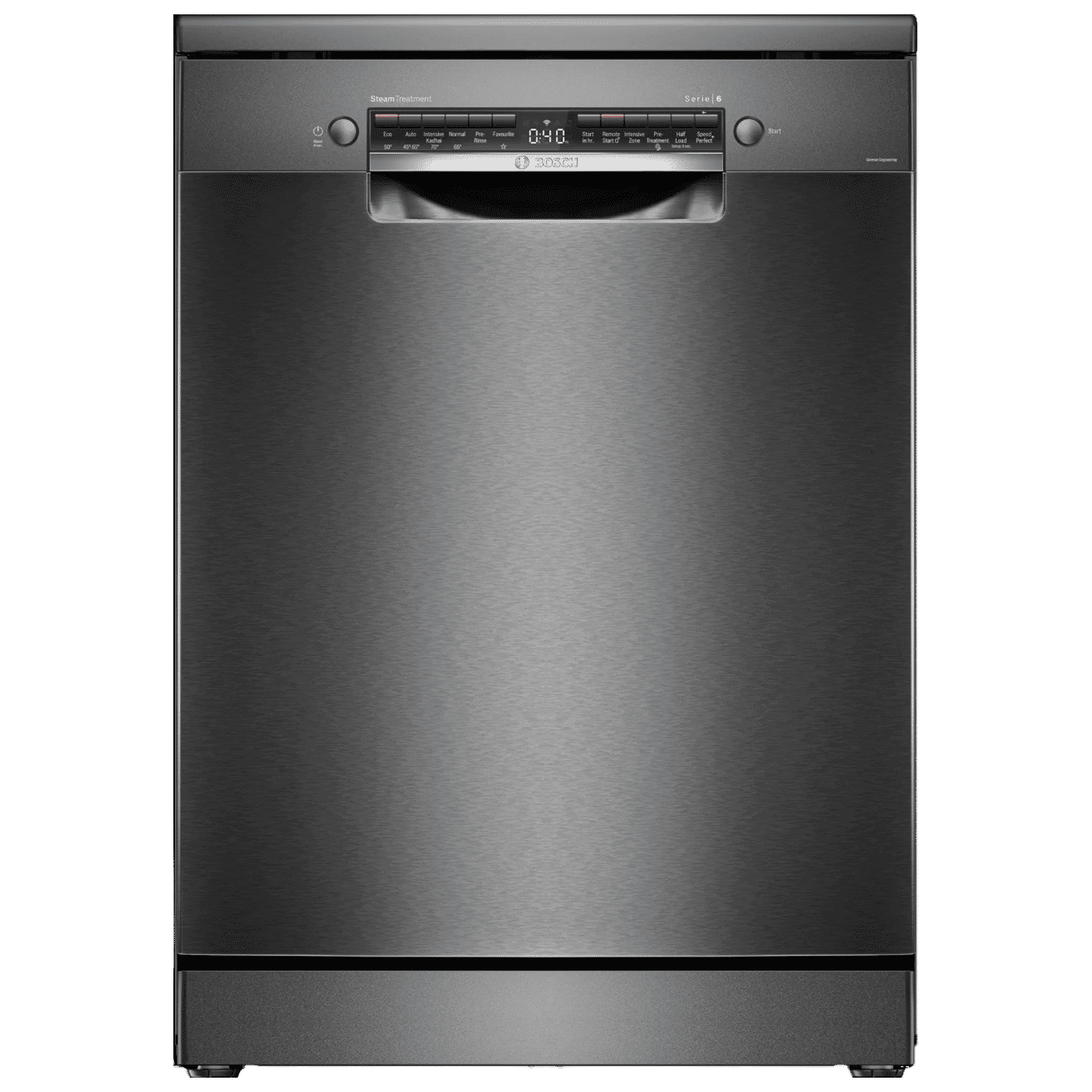 BOSCH Series 6 15 Place Settings Free Standing Dishwasher with Anti-Fingerprint (No Pre-rinse Required, Black Inox)