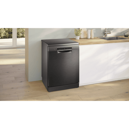 BOSCH Series 6 15 Place Settings Free Standing Dishwasher with Anti-Fingerprint (No Pre-rinse Required, Black Inox)