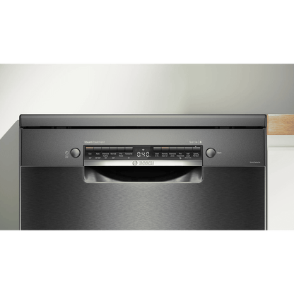BOSCH Series 6 15 Place Settings Free Standing Dishwasher with Anti-Fingerprint (No Pre-rinse Required, Black Inox)