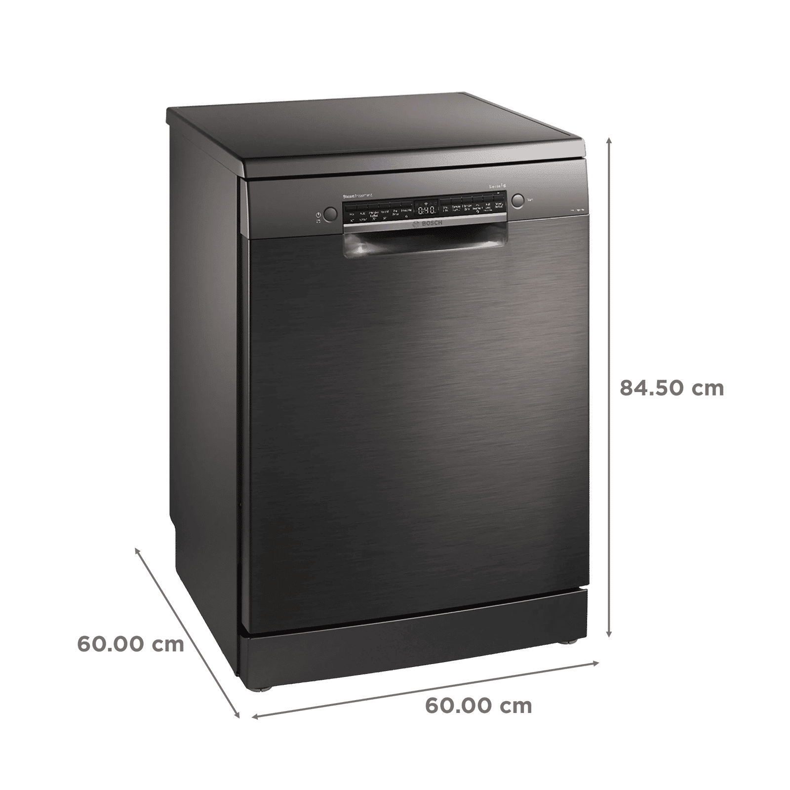 BOSCH Series 6 15 Place Settings Free Standing Dishwasher with Anti-Fingerprint (No Pre-rinse Required, Black Inox)