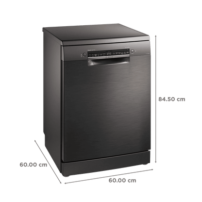 BOSCH Series 6 15 Place Settings Free Standing Dishwasher with Anti-Fingerprint (No Pre-rinse Required, Black Inox)