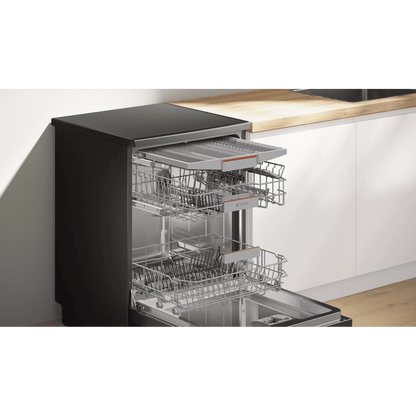 BOSCH Series 6 15 Place Settings Free Standing Dishwasher with Anti-Fingerprint (No Pre-rinse Required, Black Inox)