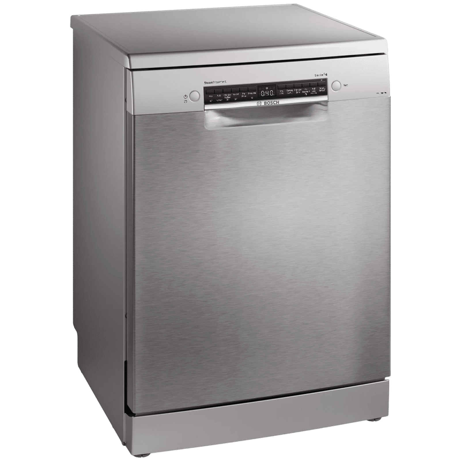 BOSCH Series 6 15 Place Settings Free Standing Dishwasher with Anti-Fingerprint (No Pre-rinse Required, Silver Inox)