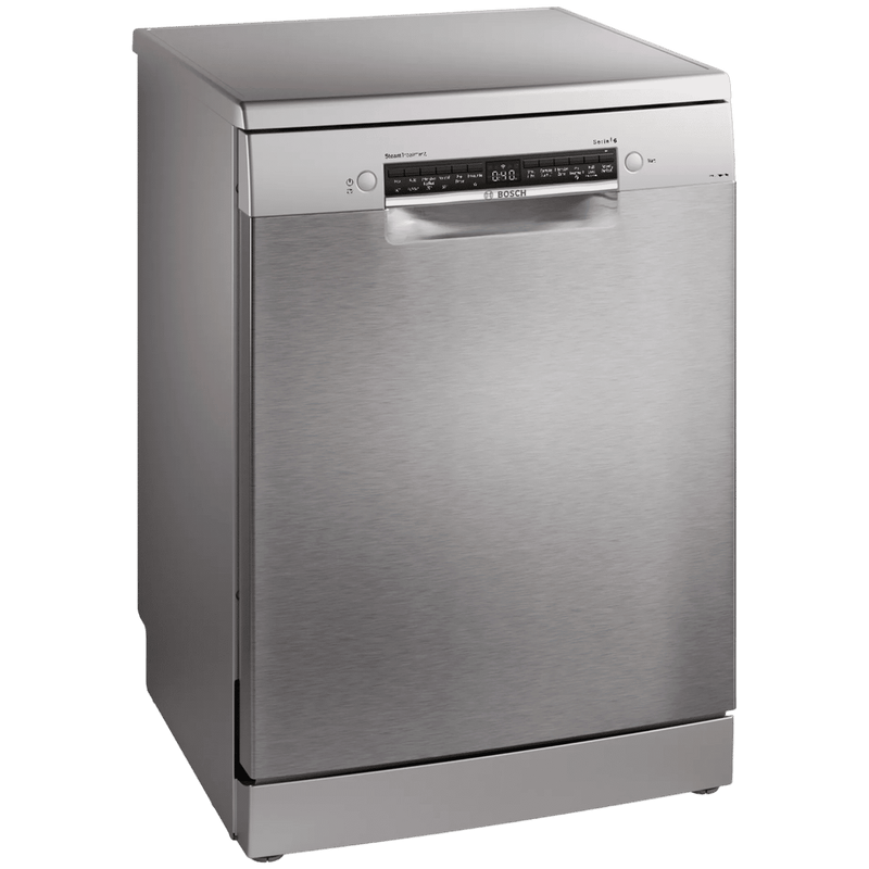 BOSCH Series 6 15 Place Settings Free Standing Dishwasher with Anti-Fingerprint (No Pre-rinse Required, Silver Inox)