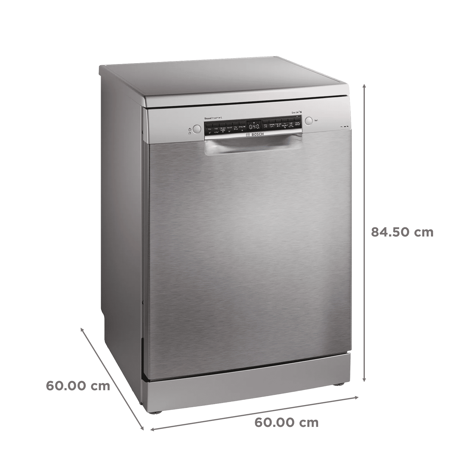 BOSCH Series 6 15 Place Settings Free Standing Dishwasher with Anti-Fingerprint (No Pre-rinse Required, Silver Inox)