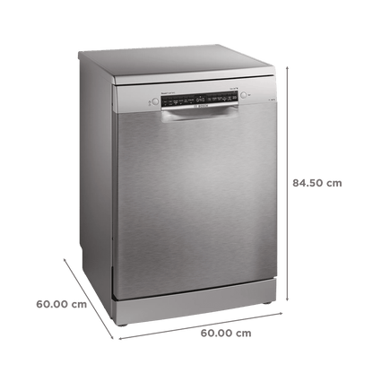 BOSCH Series 6 15 Place Settings Free Standing Dishwasher with Anti-Fingerprint (No Pre-rinse Required, Silver Inox)