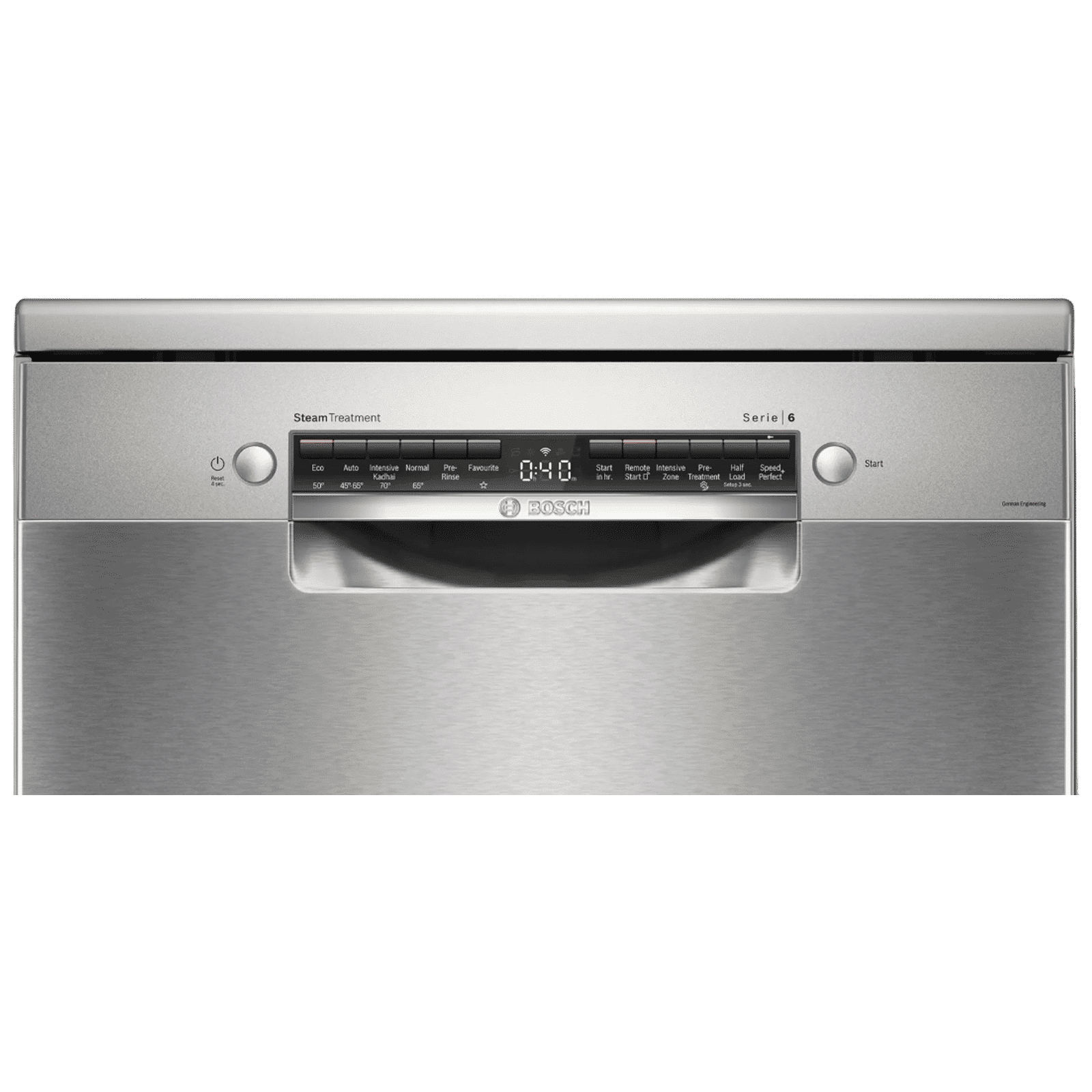 BOSCH Series 6 15 Place Settings Free Standing Dishwasher with Anti-Fingerprint (No Pre-rinse Required, Silver Inox)