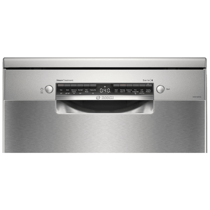 BOSCH Series 6 15 Place Settings Free Standing Dishwasher with Anti-Fingerprint (No Pre-rinse Required, Silver Inox)