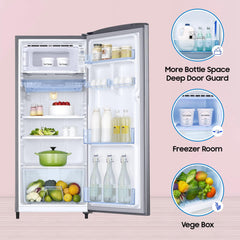 SAMSUNG Stylish Grande 183 Litres 2 Star Direct Cool Single Door Refrigerator with Stabilizer Free Operation (RR20C2412GS/NL, Grey Silver)