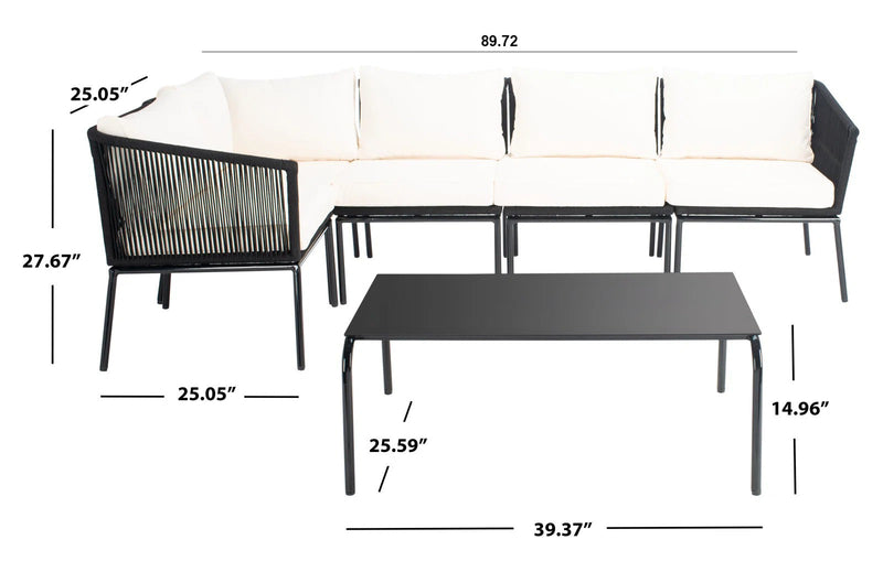 Berri Outdoor Garden Balcony Sofa Set 5 Seater and 1 Center Table  Set, Braid & Rope (Grey)