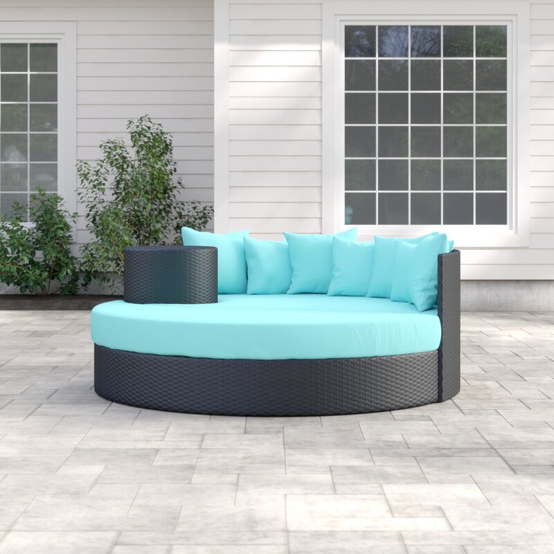 Dona Outdoor Poolside Sunbed With Cushion Daybed (Black)