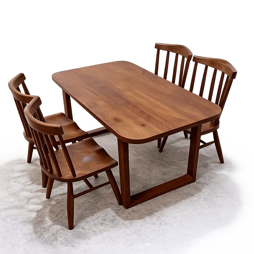Elegant Solid Wood 4 Seater Dining Table Set with Chair