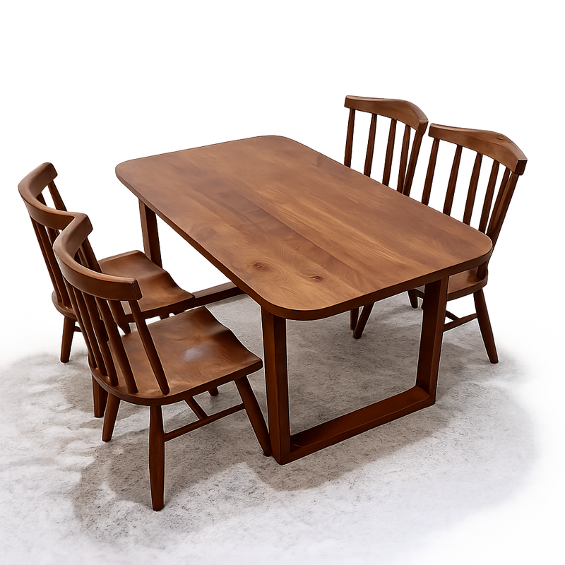 Elegant Solid Wood 4 Seater Dining Table Set with Chair