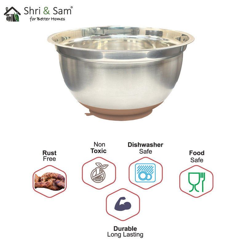 Stainless Steel Anti-Skid Mixing Bowl with suction