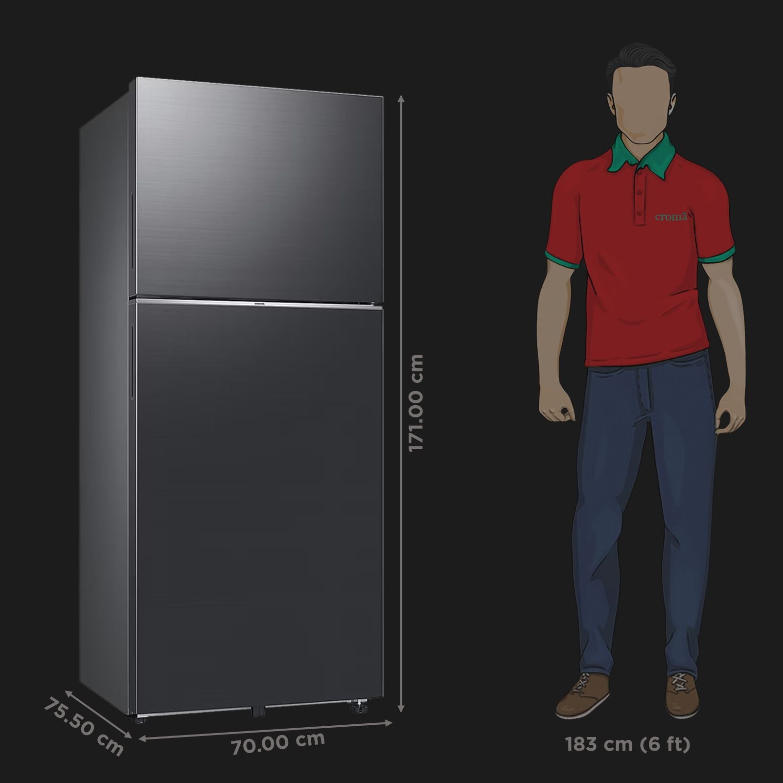 SAMSUNG 396 Litres 2 Star Frost Free Double Door Smart Wifi Enabled Refrigerator with Digital Inverter Compressor (RT41DG6A2BB1HL, Black Matt)