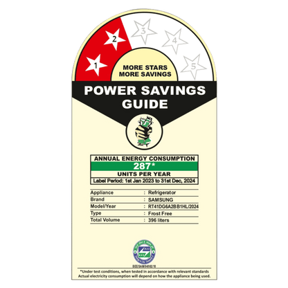 SAMSUNG 396 Litres 2 Star Frost Free Double Door Smart Wifi Enabled Refrigerator with Digital Inverter Compressor (RT41DG6A2BB1HL, Black Matt)