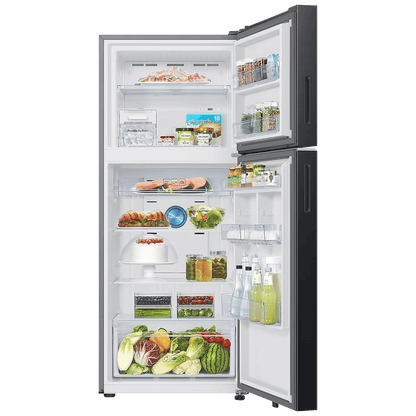 SAMSUNG 396 Litres 2 Star Frost Free Double Door Smart Wifi Enabled Refrigerator with Digital Inverter Compressor (RT41DB6A4B22HL, Black Glass)